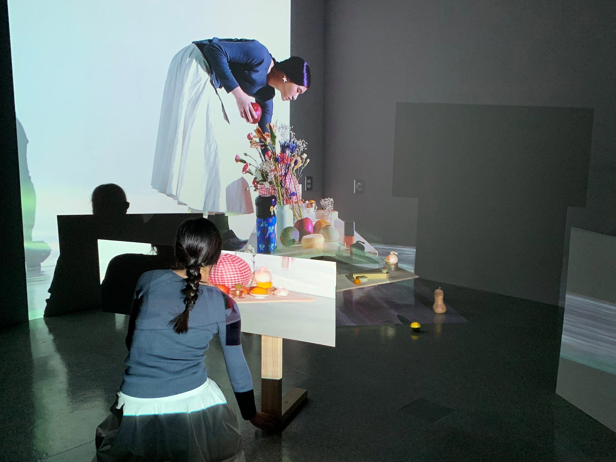 The Incubation Series is an interdisciplinary collaboration between students in the Fine Arts and History of Art graduate programs at UPenn. 2018-2019 programming is supported in part by a Grant Award from The Sachs Program for Arts Innovation. Image: Jessi Ali Lin, Untitled, 2018, projection, wood, pvc pipe, flowers, red apples, lemon, lime, ginger, teacup, artist, variable dimensions.