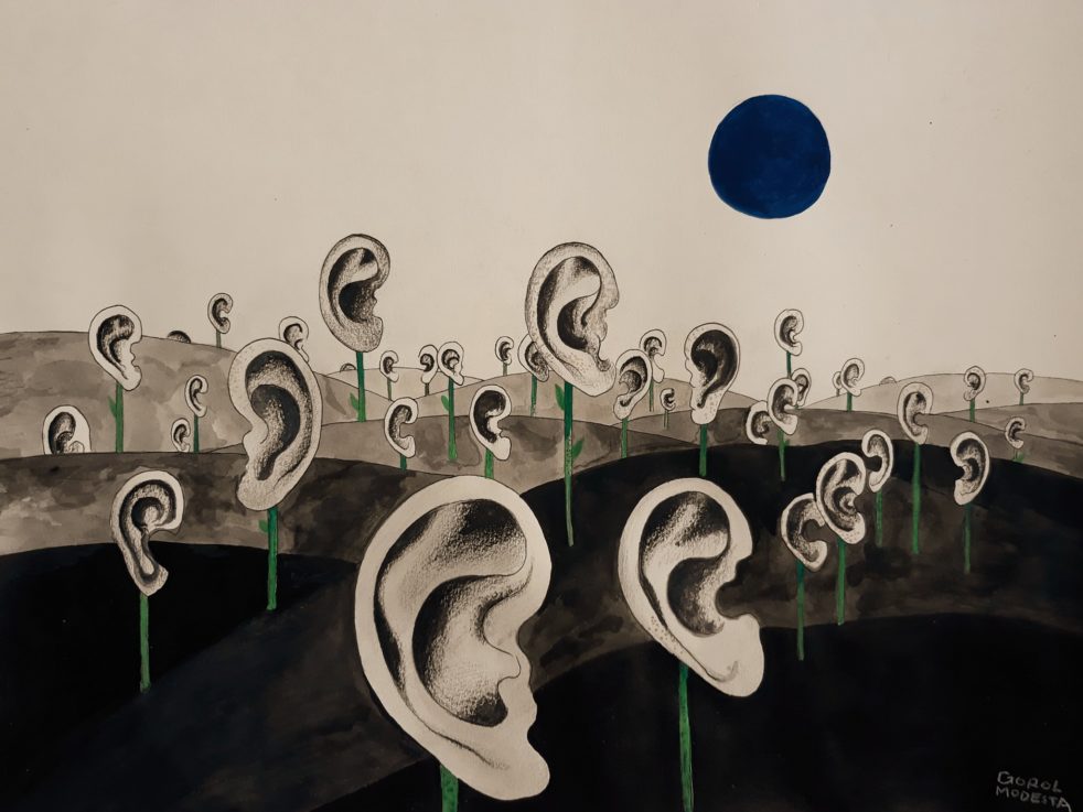 Illustration of ears in field by Ania Vu