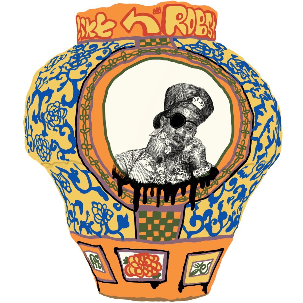 Illustration of decorative vase by Roberto Lugo featuring a portrait of Slick Rick.