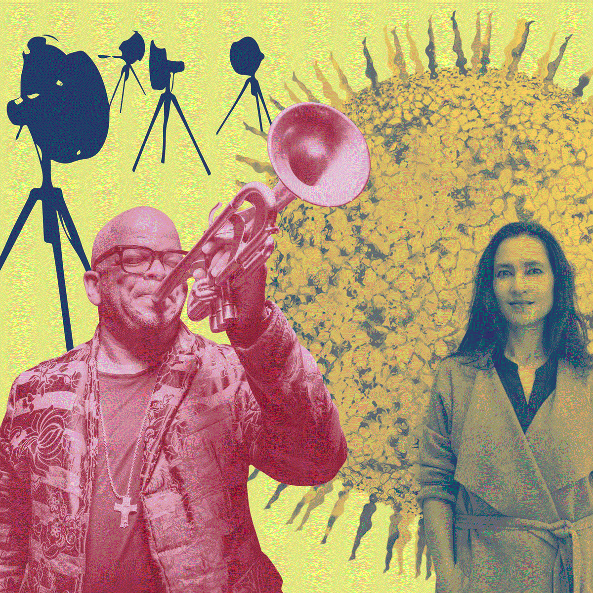 A compilation of images depicting artists and works of art featured on Penn's campus this academic year.
